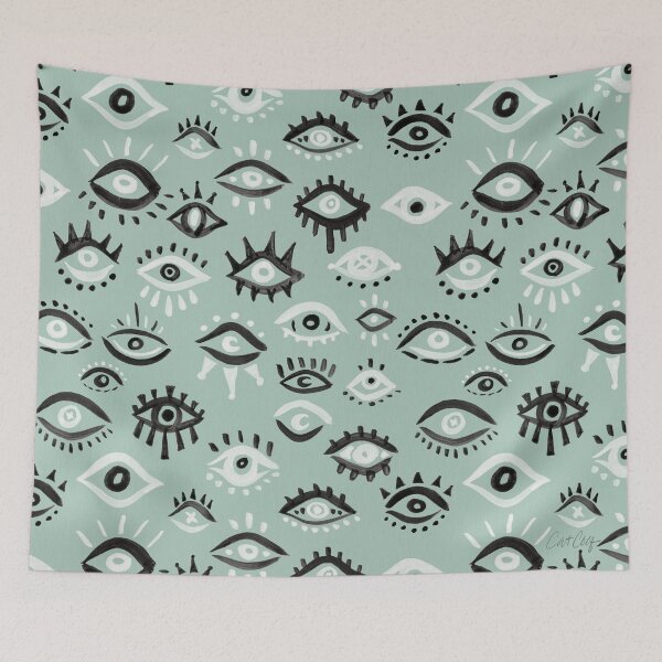 Item preview, Mystic Eyes – Mint & Black designed and sold by Cat Coquillette.
