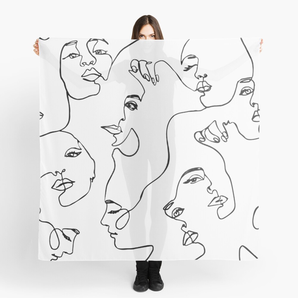 One Line Art Scarf