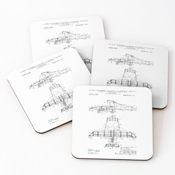 Item preview, Flying machine 1911 patent black designed and sold by InkedArtPrints.