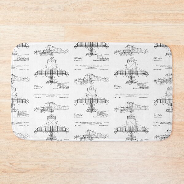 Item preview, Flying machine 1911 patent black designed and sold by InkedArtPrints.