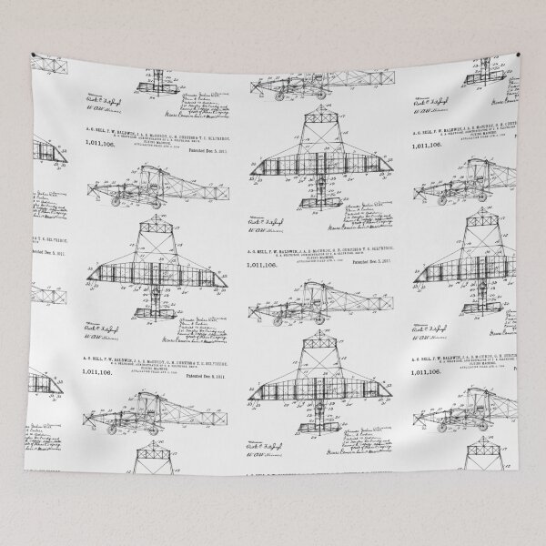 Item preview, Flying machine 1911 patent black designed and sold by InkedArtPrints.