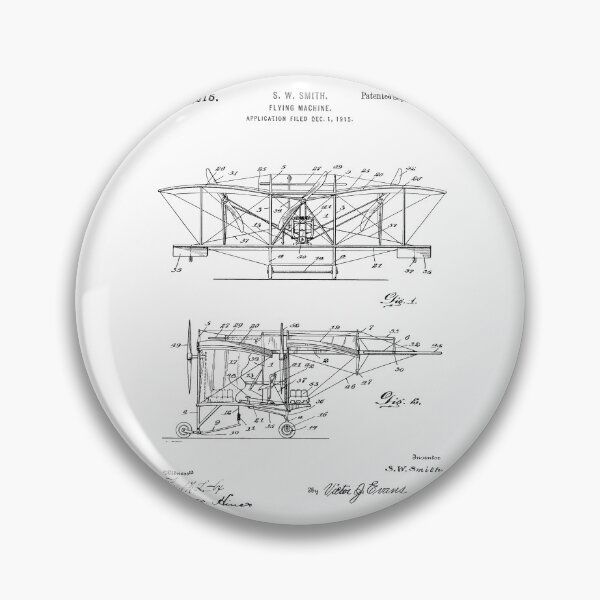 Item preview, Flying machine 1916 patent black designed and sold by InkedArtPrints.