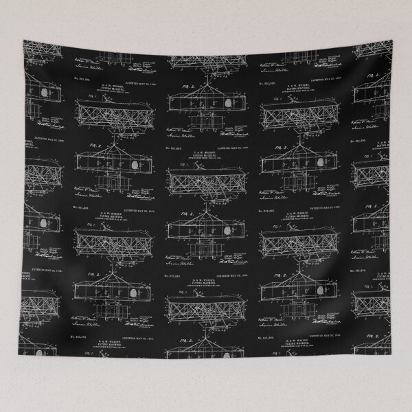 Item preview, Flying machine 1906 Wright Brothers patent white designed and sold by InkedArtPrints.