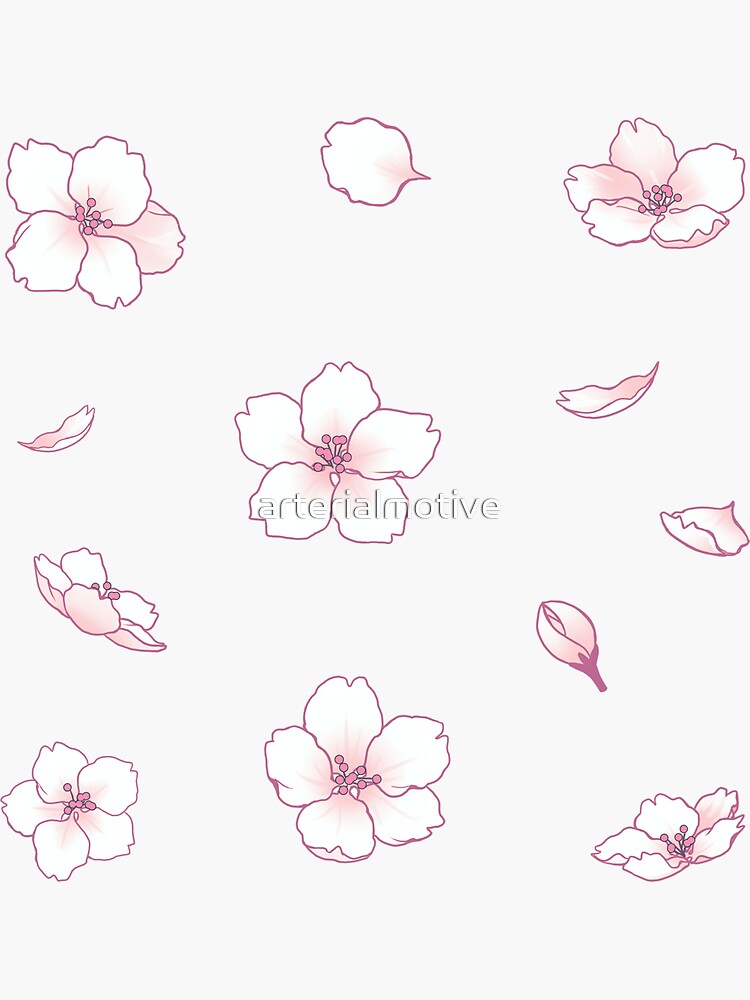 Artwork view, Falling White Sakura Cherry Blossom designed and sold by arterialmotive