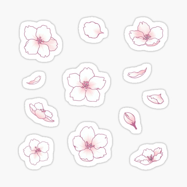 Falling White Sakura Cherry Blossom Sticker