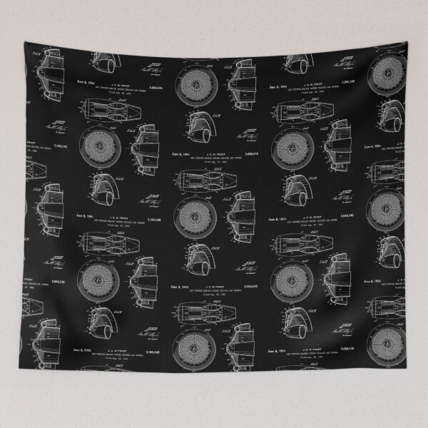 Item preview, Gas turbine engine 1954 patent white designed and sold by InkedArtPrints.