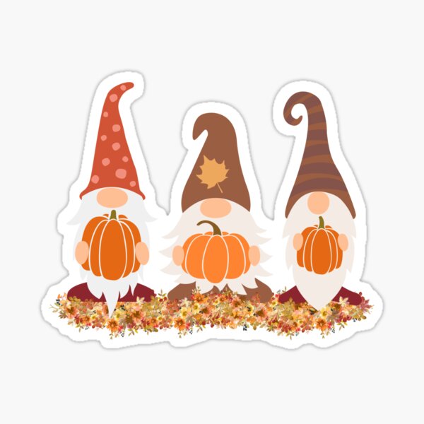 Fall Gnomes with Pumpkins Sticker