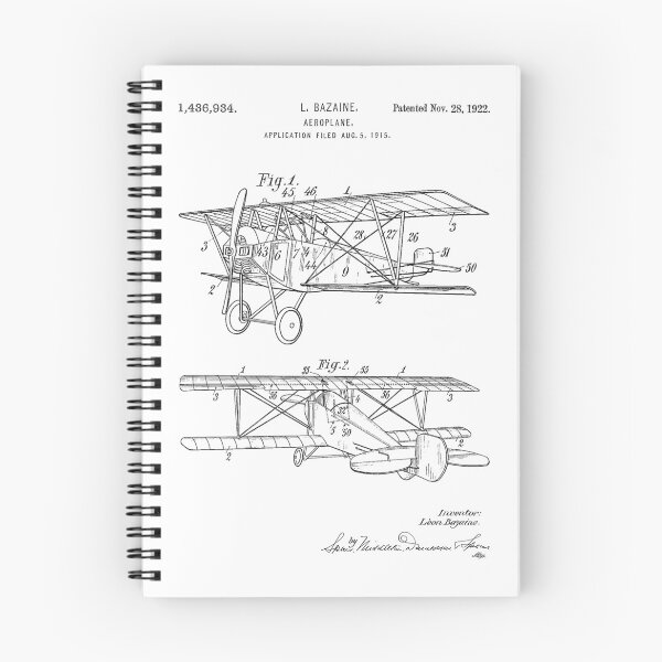 Item preview, Aeroplane 1922 patent black designed and sold by InkedArtPrints.
