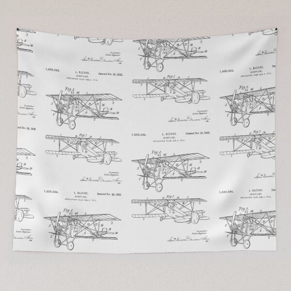 Item preview, Aeroplane 1922 patent black designed and sold by InkedArtPrints.