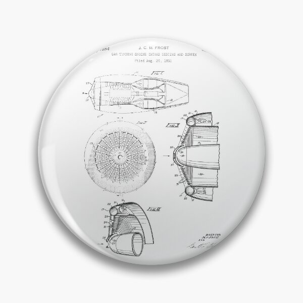Item preview, Gas turbine engine 1954 patent black designed and sold by InkedArtPrints.