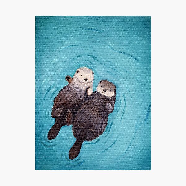 Otterly Romantic - The Official Otters Holding Hands Photographic Print