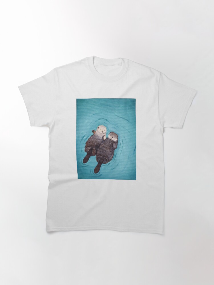 Thumbnail 3 von 7, Classic T-Shirt, Otterly Romantic - Die offiziellen Otter, die Hände halten designt und verkauft von wguineapigsfly.