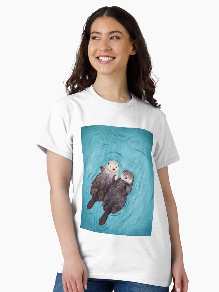 Thumbnail 2 von 7, Classic T-Shirt, Otterly Romantic - Die offiziellen Otter, die Hände halten designt und verkauft von wguineapigsfly.
