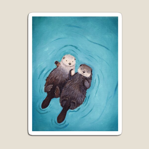 Aperçu de l'œuvre Otterly Romantic - Les loutres officielles se tenant la main créée et vendue par wguineapigsfly.