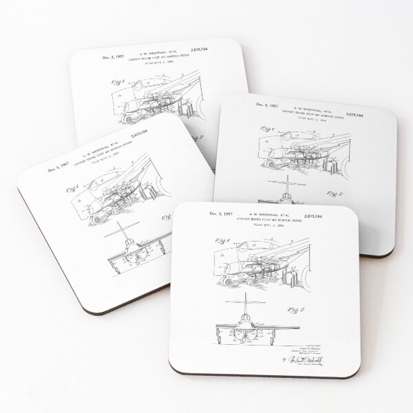 Item preview, Aircraft engine hoist and mounting system 1957 patent black designed and sold by InkedArtPrints.
