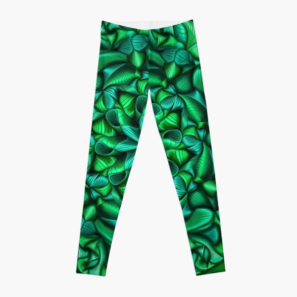 Monochromatic green zentangle flow Leggings