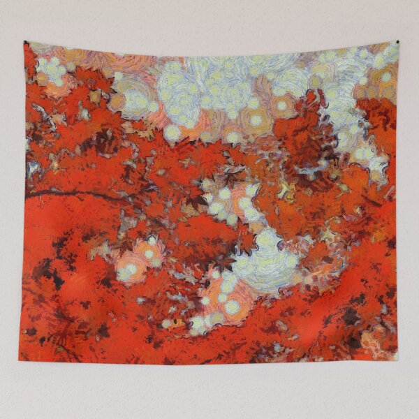 Item preview, Painted  red maple leaves in Van Gogh style  designed and sold by AnnaMelekhina.