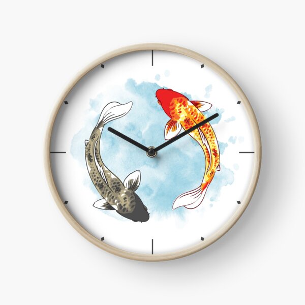 Poisson Koi - Yin Yang Horloge
