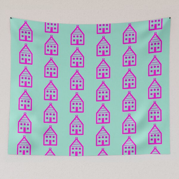 Item preview, Pink House with Blue Details designed and sold by Teaching-Dos.