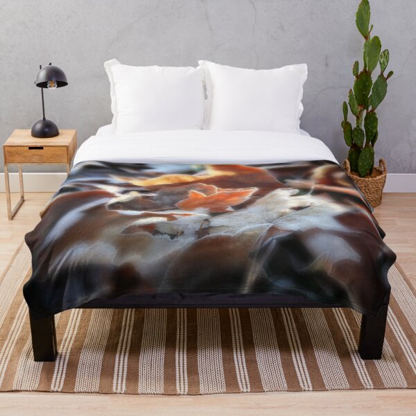 Morning Frosted Fallen Autumn Leaves Throw Blanket