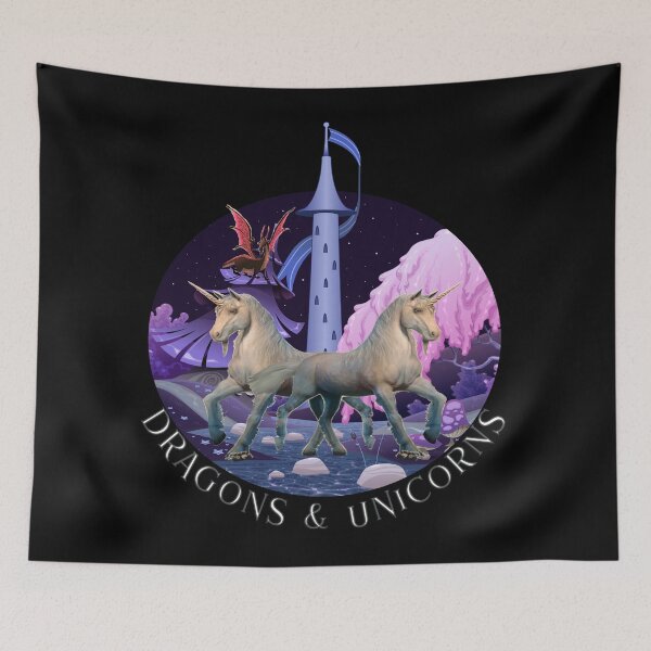 Item preview, Dragons and Unicorns - Unicorns and Dragons Pink designed and sold by Coder-T.