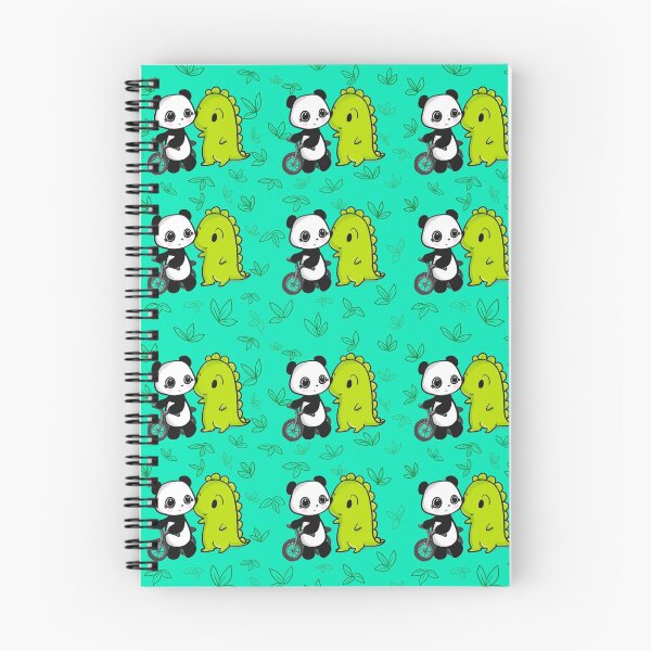 Item preview, Patrón sin costuras: Dino & Panda's Bike Ride Teal Backgound designed and sold by Dino & Panda Studios.