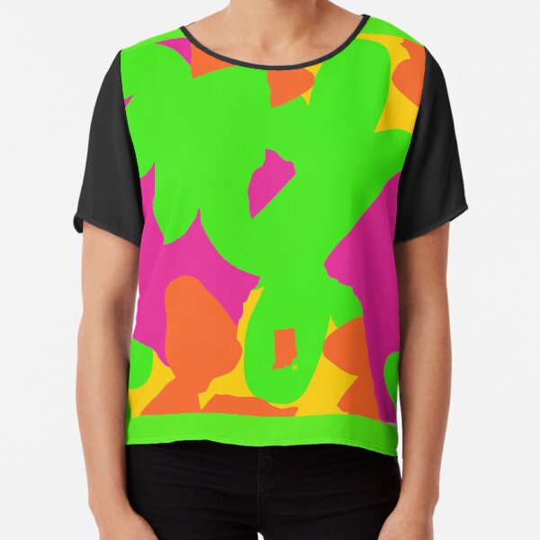 Sprouse inspired day glow print Chiffon Top