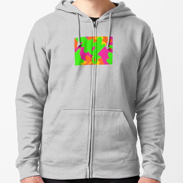 Sprouse inspired day glow print Zipped Hoodie