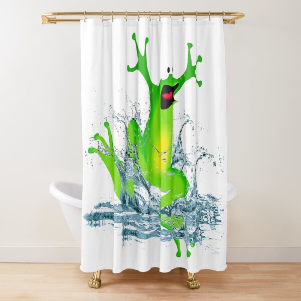 Frog jumping out of water Shower Curtain