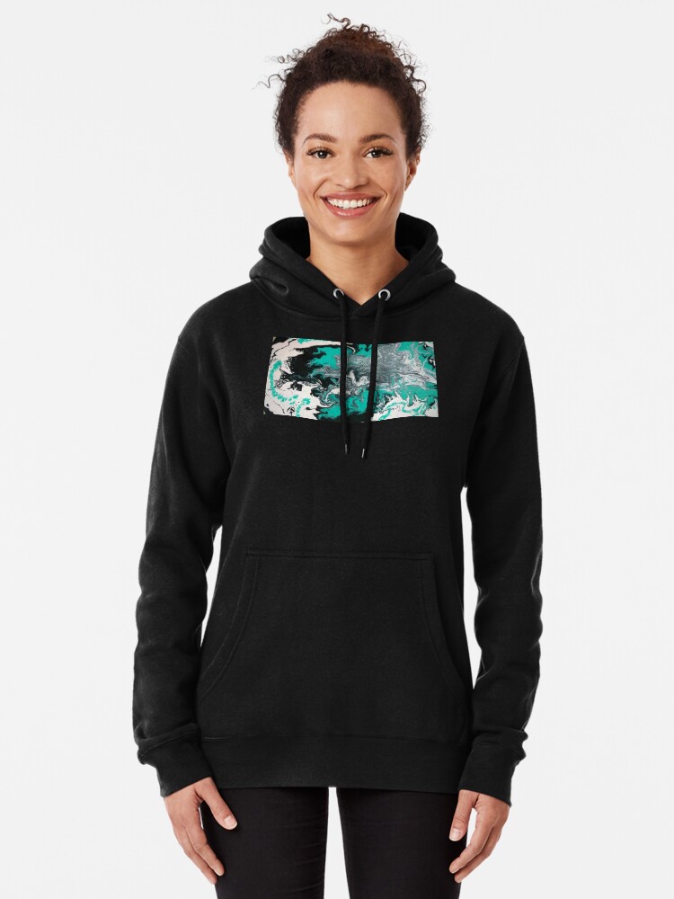 Alternate view of Abstract Painting- title "Turquoise Dreamsicle" Pullover Hoodie