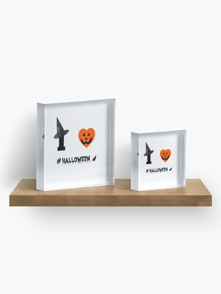 Alternate view of I Love Halloween Acrylic Block