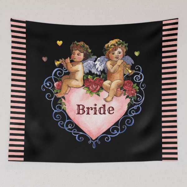 Item preview, Wedding party gift bride angels cherubs heart black designed and sold by GrammarDance.