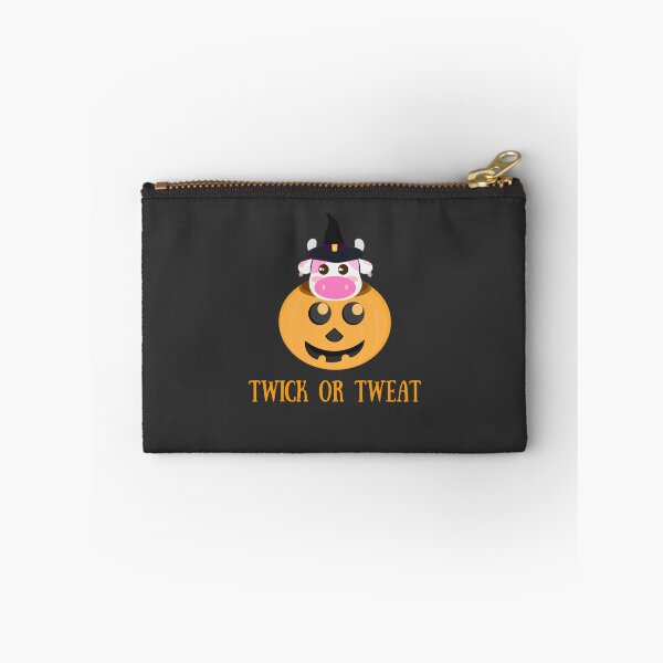 Item preview, Cute Halloween Baby Pink Strawberry Cow Witch in a pumpkin says twick or tweat designed and sold by twicetrader.