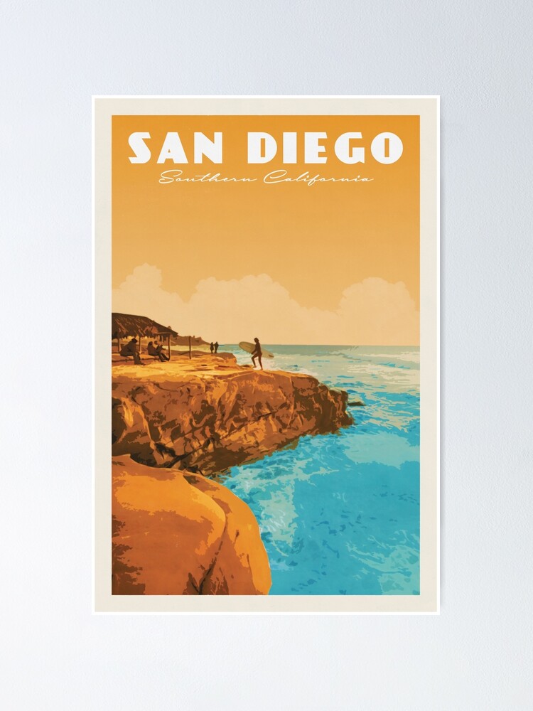 “San Diego Vintage Travel Poster • San Diego Retro Travel Poster
