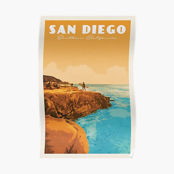 San Diego Vintage Travel Poster • San Diego Retro Travel Poster • Southern California San Diego • Poster
