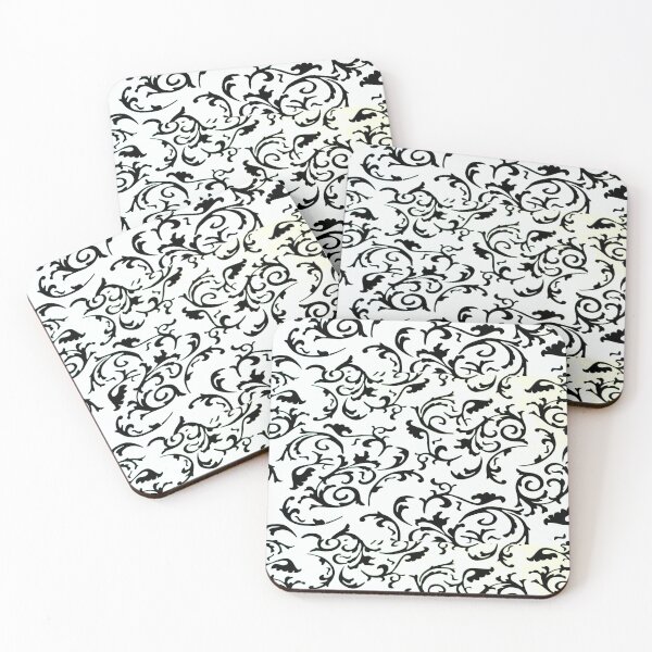 Item preview, ARABIATA 1 bis black white patterns Morocco Essaouira flowers leaves gothhic design arabesques scrolls decor designed and sold by dragonemma.