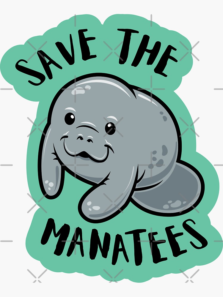 "Save The Manatees Manatee Conservation" Sticker for Sale by Bangtees