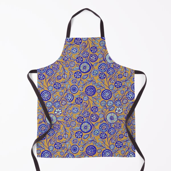 Item preview, Retro fields of Flowers - Mustard and Blue colour Palette designed and sold by Sketchbook Designs.