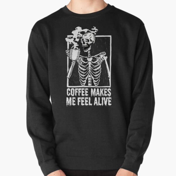 skeleton drinking coffee moletom com capuz
