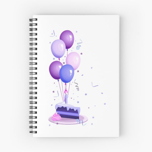 Item preview, Birthday cake Happy Birthday to You Party, Birthday cake, purple, pink, and blue balloons with slice of cake and candle  designed and sold by Bashar-Design.