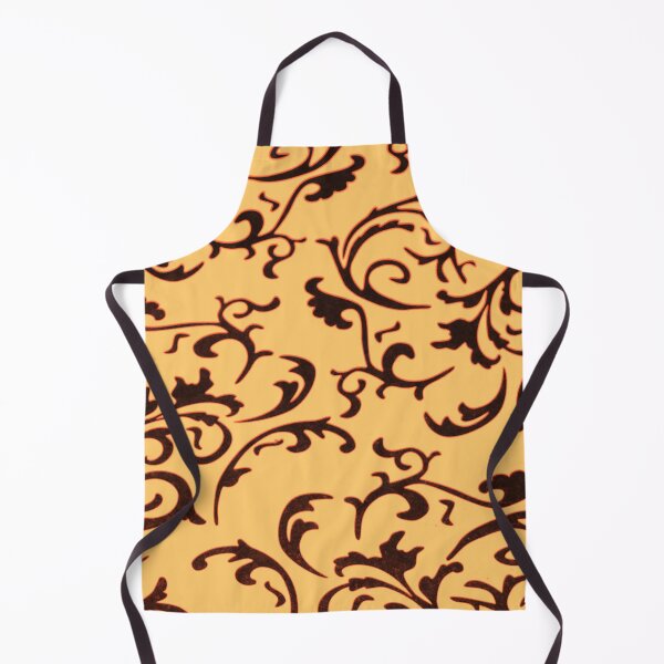 Item preview, ARABIATA 16 black apricot orange patterns Morocco Essaouira flowers leaves design arabesques scrolls decor designed and sold by dragonemma.