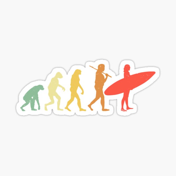 Surfing Evolution of surfer Sticker