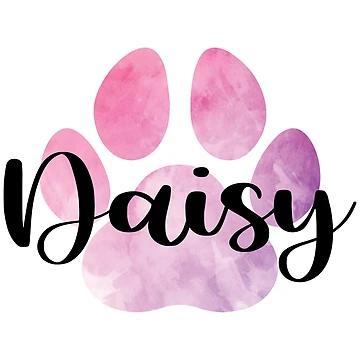 Aperçu de l'œuvre Daisy Pink Pet Name Paw Print de B-RAD-Designs