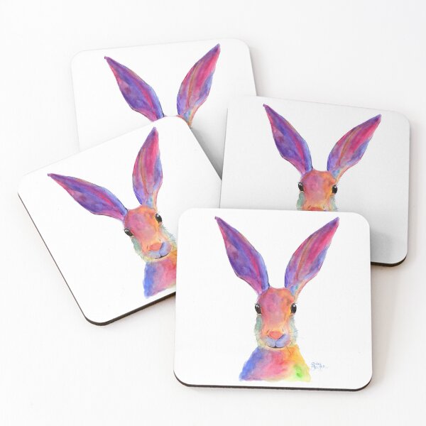HARE RaBBiT PRiNTS 'JELLY BEAN' BY SHIRLEY MACARTHUR Coasters (Set of 4)