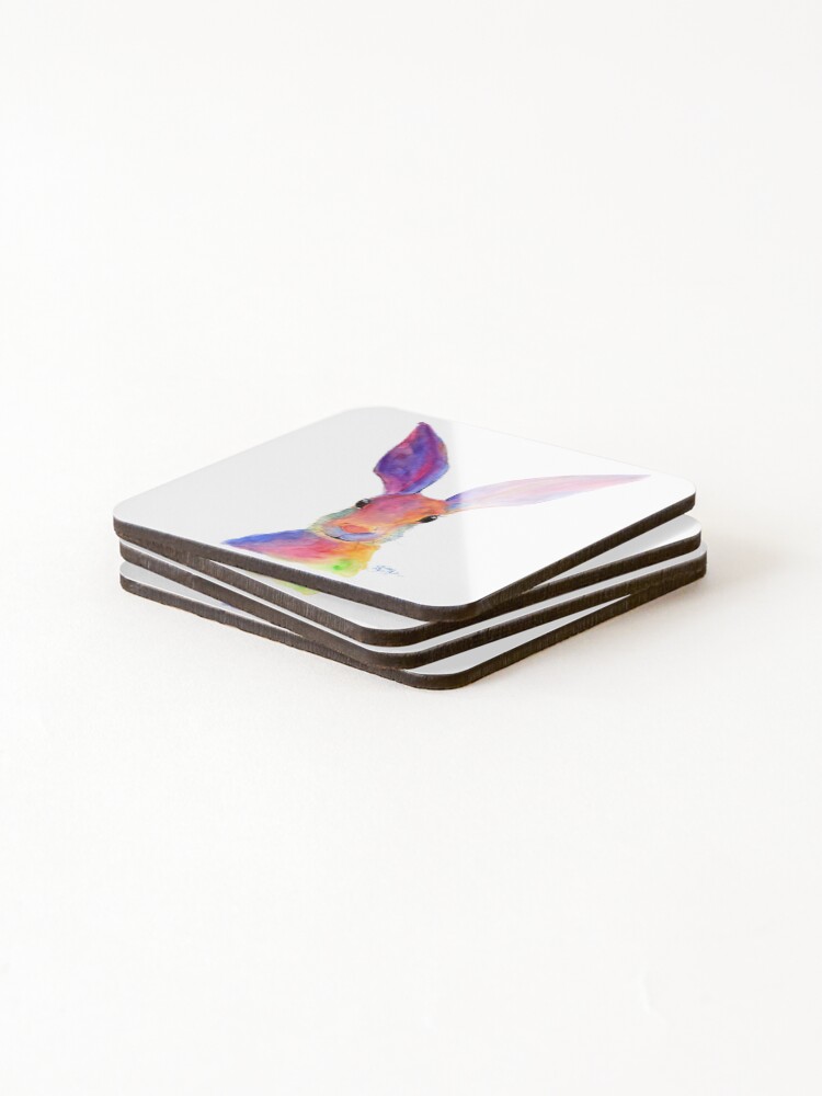 Alternate view of HARE RaBBiT PRiNTS 'JELLY BEAN' BY SHIRLEY MACARTHUR Coasters (Set of 4)