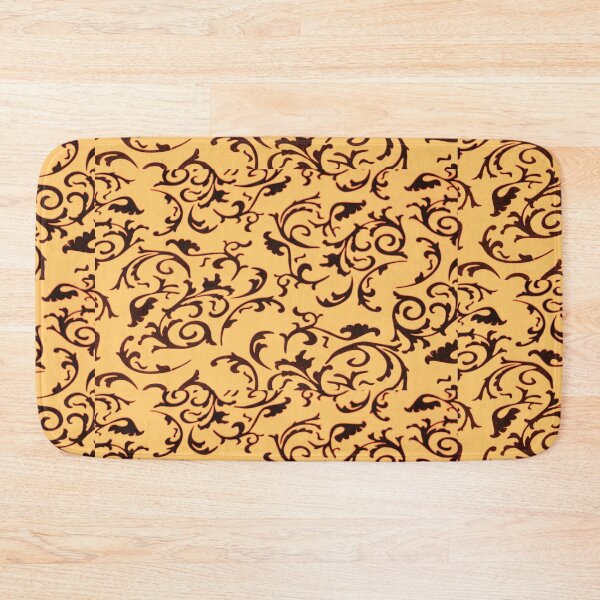 Item preview, ARABIATA 16 bis patterns orange black apricot Morocco Essaouira flowers leaves design arabesques scrolls decor designed and sold by dragonemma.
