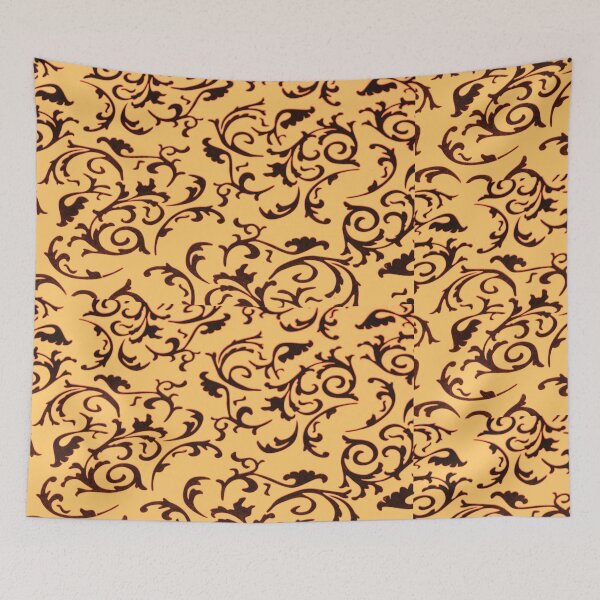 Item preview, ARABIATA 16 bis patterns orange black apricot Morocco Essaouira flowers leaves design arabesques scrolls decor designed and sold by dragonemma.