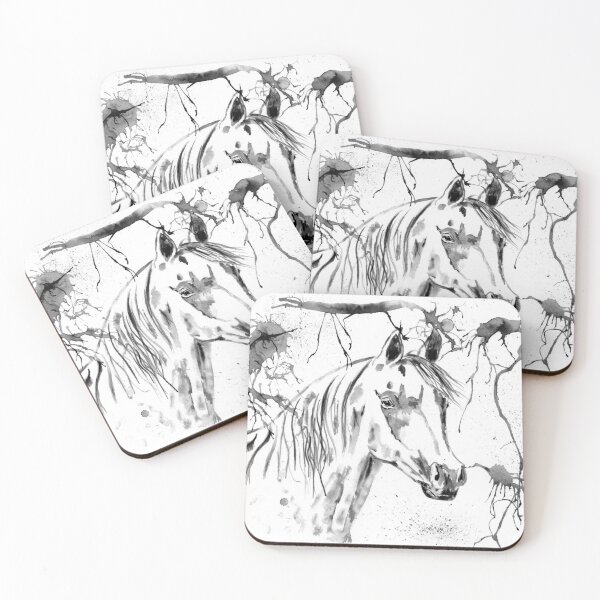 Item preview, Abstract Ink - Black And White Arabian Horse Painting designed and sold by Michelle Wrighton.