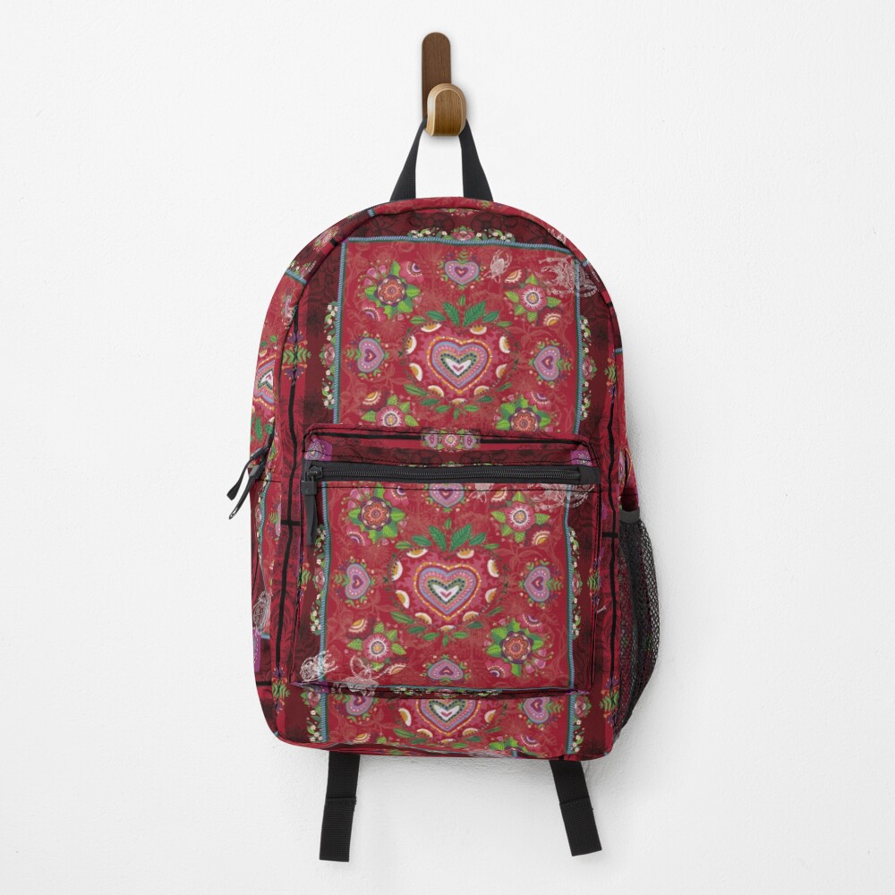 Sac à dos « CARRE FLORAL- Ambiance Rouge Gourmand»