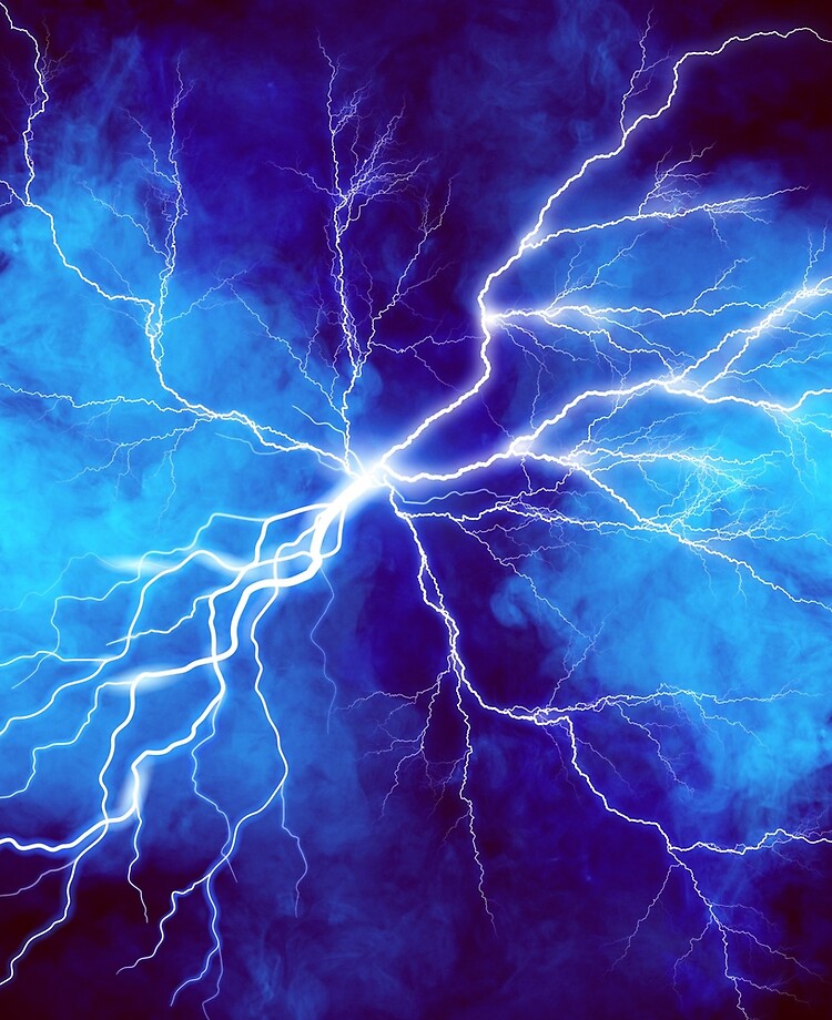 Blue Lightning thunder at night, graphic art 4 | iPad Case & Skin
